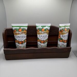 Mini wooden spice lotion holder/shelf can be hung. Includes lotions‎ unused